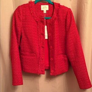 Lilly Pulitzer Vibrant Red Tweed Blazer